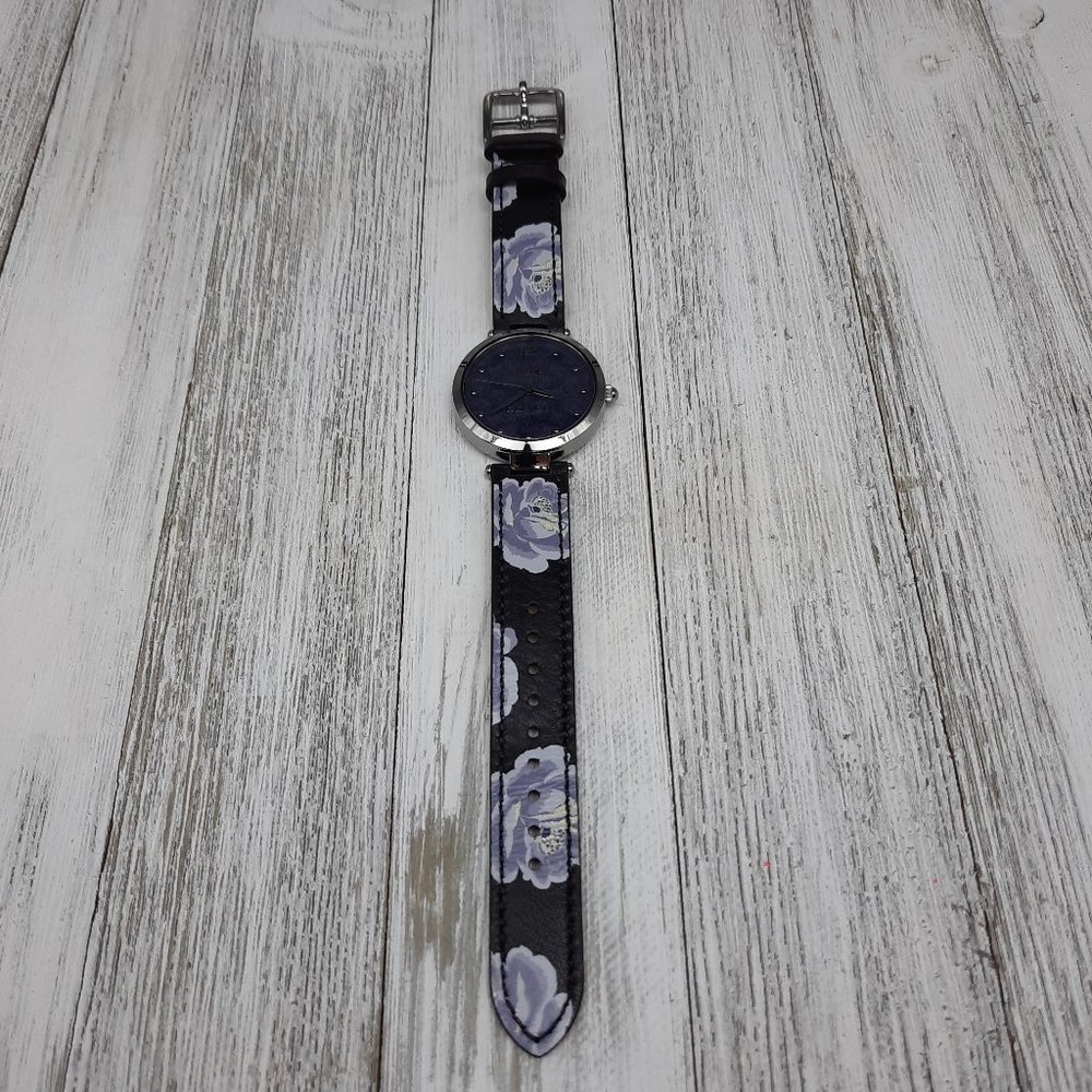 Coach Park Black Floral Print Leather Strap Watch - Picture 5 of 10